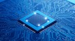 © Sk - Closeup of a central processing unit on a blue circuit board