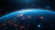© nisaul - A futuristic scene of planet Earth glowing in deep space. Digital network lines and glowing connection points wrap around the Earth, symbolizing global communication, technology, and data exchange.