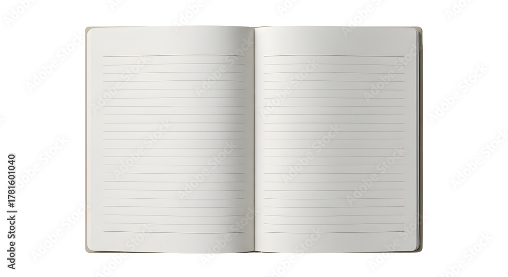 Open notebook with blank lined pages on white background Stock Photo ...