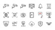 © graphicsobai - Security system icons set, surveillance camera, fingerprint scanner, drone, and more isolated on white background