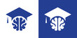 ©  Jagat_Aji - Brain Graduation Logo , A dual-meaning design combining a brain and graduation cap, symbolizing knowledge, intelligence, and education