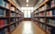 © Lucas - Abstract blurred public library interior space blurry room with bookshelves by defocused effect use for background or backdrop in business or education concepts : Generative AI. High quality