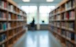 © Mason - Abstract blurred public library interior space. Blurry environment featuring bookshelves created by defocused effect, suitable for background or backdrop in business or educational concepts.
