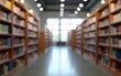 © Lila - Abstract blurred public library interior space blurry room with bookshelves by defocused effect use for background or backdrop in business or education concepts : Generative AI. High quality