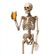 © Wall Art Galerie - Human skeleton holding a glass of beer isolated on white background, humorous concept highlighting the unhealthy effects of alcohol