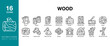 © SpaceFabric - Wood icon set. Includes wood, timber, lumber, plank, board, log and More. Editable Stroke Icon Collection.