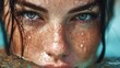© Pavel - Closeup of a woman enjoying the refreshing water in a pool while swimming, showcasing her beautiful face and vibrant expression