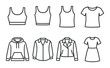 © Hanna - Outline of various clothing items on dark background