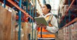 © Lawrenson25/peopleimages.com - Logistics, thinking and woman with tablet in warehouse, distribution and info for quality assurance. Reflection, distributor and person with tech for stock inventory, supply chain or goods in factory