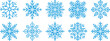 © HelenArt - Pixel snowflakes winter ice crystal game icon vector set. Snow flake retro computer 8 bit pixel art elements