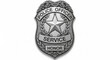 © Malik - Closeup of a silver police officer badge with a star in the center symbol of law enforcement and service
