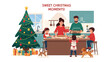 © Rahimatul - Festive Family Moments: A family shares joyous moments while preparing holiday treats in their cozy kitchen, surrounded by seasonal decor and the warm glow of Christmas spirit.