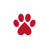 Cat paw heart design, transparent background, vector icon style, clean minimal, isolated object