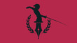 © aziz - Dynamic fencing logo design with ink pen and laurel wreath on red backdrop, perfect for sports blogs, writing communities, or creative brand identity