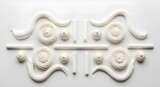 Symmetrical white frosting piping pattern abstract decorative border on isolated background