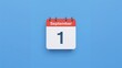 © VirtualVista - 3D calendar displaying September 1st, cartoon icon in blue background, marking the start of the school year