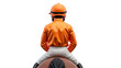 © Napat - Jockey in orange uniform sits on horse, showcasing focused posture. vibrant colors and dynamic setting evoke excitement and anticipation