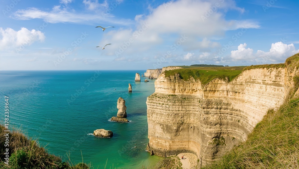 Breathtaking panoramic scene of dramatic cliffs, showcasing erosion ...