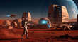 © Macholicious - Astronaut Walking on Mars Surface Near Space Station