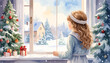 © The Masterplan Std. - Young girl with long wavy hair looking out a window.
