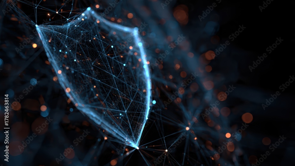 A digital representation of a shield formed by interconnected lines and ...