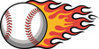 © AYAT - Baseball on fire flaming fastball effect showing power speed strength explosive motion energetic athlete performance sports theme dynamic graphic art