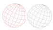 © Ferdousi - Dot sphere collection - particle globe set on black. Colorful polygonal wireframe balls and triangulated facet orbs.