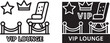 © vectorzking - Very important person lounge vector icon, symbolizing luxury, exclusive access, and special treatment for elite guests, with star, crown, chair. isolated on white background, Vector, illustration