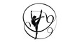 © Vector Stock 4 U - Silhouette of a rhythmic gymnast performing with a ribbon, , showcasing flexibility and grace in motion