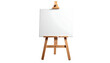 © Saskia - Wooden easel holding a blank, white canvas; centered on a black background