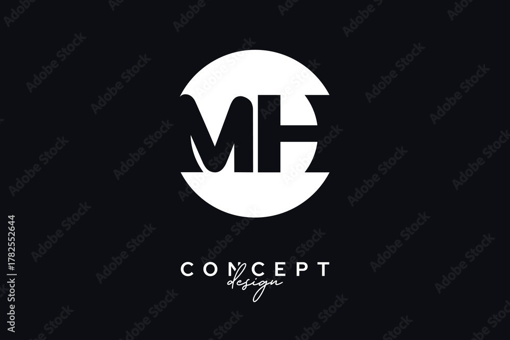 MH Creative Negative Space Circle Monogram Logo Design Stock Vector ...