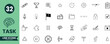 © Icon shop - Task Line Icons Set 32 Productivity, Planning, Time Management, and Goal Tracking Outline Vector Illustrations