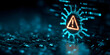 © john - System hacking with info message. Background with a code on a blue background and a virus warning. Cyber security and cybercrime