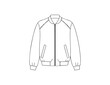 © Masud Crafts - Bomber jacket fashion flat sketch, stylish outerwear design, front and back view technical drawing, unisex casual jacket template, apparel illustration