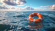 © Александр Марченко - Lifebuoy floating on vast ocean providing assistance