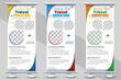 © Pixnayeem - modern colour variation travel roll up banner design, promotional DL flyer or rack card design for holiday tour package, vacation deals, adventure travel, tourism services & travel agencies