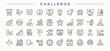 © Rubbble - Challenge icon set. UI icons set in a thin style. Contains related to strategy, performance, target, development, work, success, difficulty. Vector illustration. Difficulty icon set.
