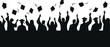 © Hasem Creative - Graduation celebration, students silhouette, cap toss, academic success, ceremony moment, graduate group, education milestone, vector illustration, joy, achievement