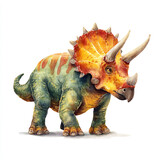 Watercolor Triceratops dinosaur Illustration