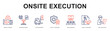 © Mia - Onsite Execution Modern and clean web banner illustration featuring thematic icons for visual communication