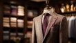 © sungedi - Tailored men's suit jacket displayed on a wooden mannequin in a fine clothing establishment