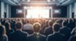 © N7 - Corporate Conference Hall Blur – Abstract background showing people listening to keynote speaker