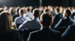 © N7 - Business Seminar Audience Blur – Defocused view of attendees seated in rows during presentation