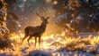 © SabsePahale - Majestic Stag in Winter Wonderland: A regal stag stands proud amidst a snow-covered forest, illuminated by a soft, ethereal glow. The image captures the serene beauty and magic of winter.