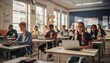 © abangaboy - Young Students Using Laptops in Bright Modern Classroom During Daylight