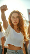 © Gabriela - A young, attractive student at a peaceful protest