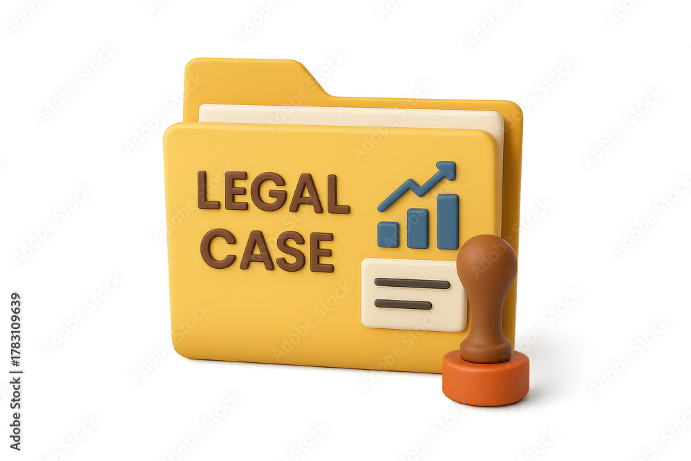 Legal case folder icon featuring chart and stamp symbolizes effective ...