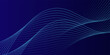 © indra - Abstract glowing wave lines on dark blue background. Dynamic wave pattern. Modern flowing wavy lines. Futuristic technology concept. Suit for banner, poster, cover, brochure, flyer, website
