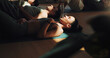 © peopleimages.com - Fitness, meditation and yoga with woman on floor in class for stress relief or wellness session. Breathing, exercise and shade with yogi people in studio for awareness, balance or mindfulness routine