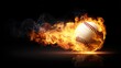 © Zhou - baseball. Baseball with dramatic fiery effect isolated on pure black background with intense flames. event key visuals, club posters, designed for sports event promotions and stadium branding.